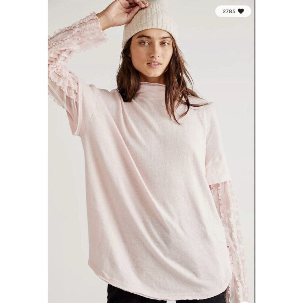 Free People On Your Sleeve Twofer Mesh Frilly Romantic Boho Chic $98 Size Small